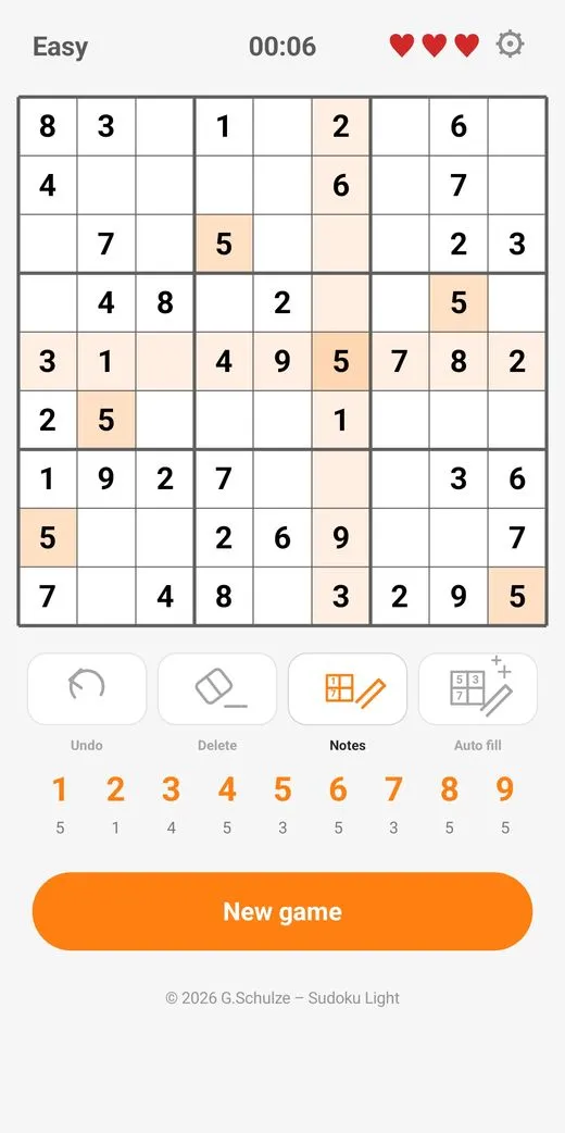 Sudoku board with highlighted cell